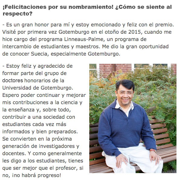 El Dr. Remigio Cabrera Trujillo ha sido nombrado Doctor Honoris Causa en Física en la Universidad de Gotemburgo