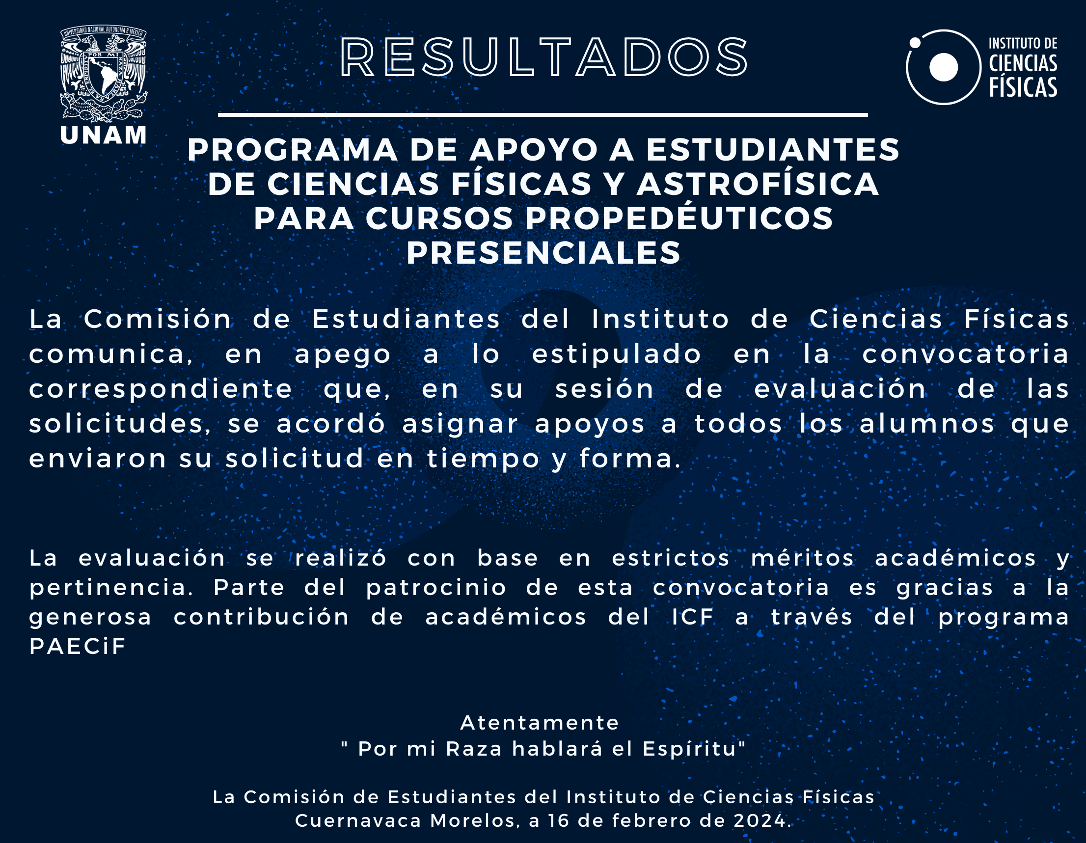 PROGRAMA DE APOYO A ESTUDIANTES DE CIENCIAS FÍSICAS Y ASTROFÍSICA  PARA CURSOS PROPEDÉUTICOS  PRESENCIALES