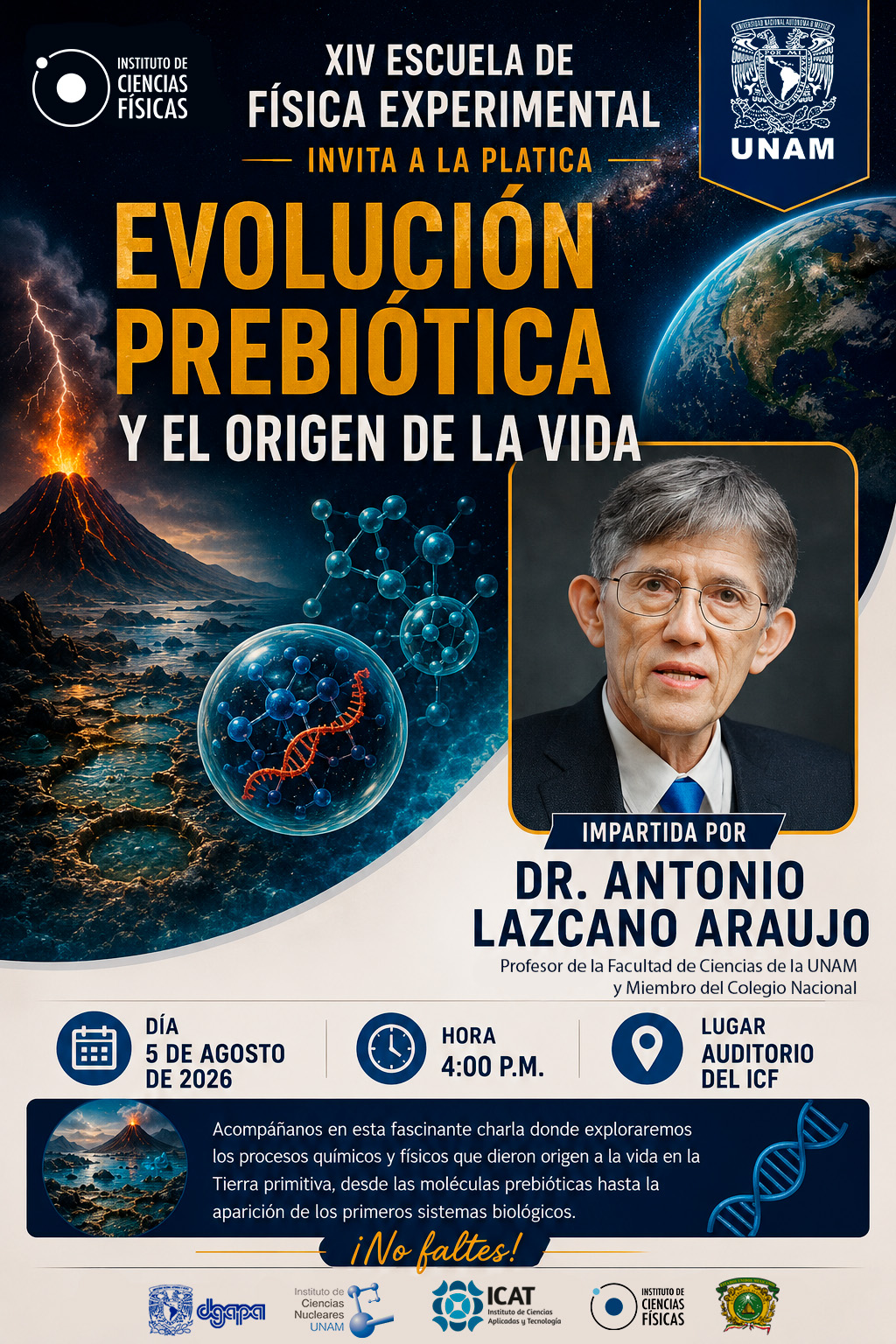 Platica: Evoluci&oacute;n Prebi&oacute;tica y el origen de la vida